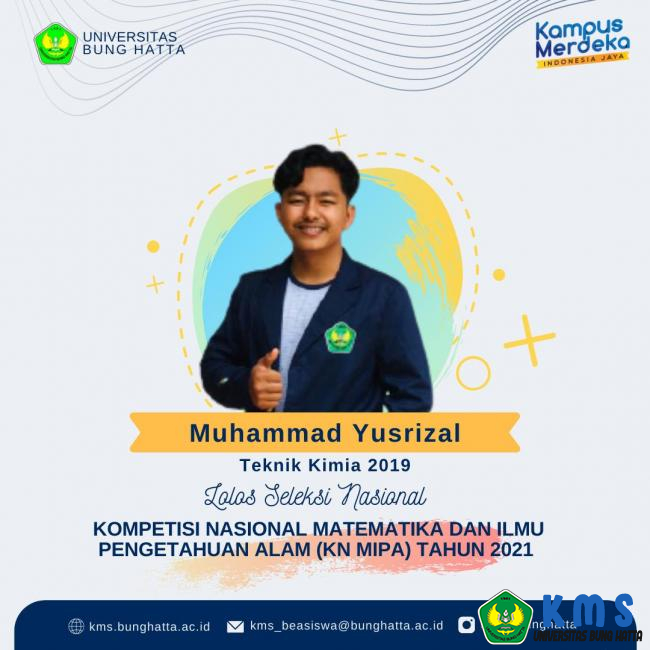 Muhammad Yusrizal Lolos Seleksi KNMIPA PT tingkat Nasional Tahun 2021